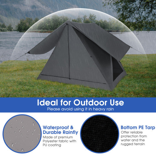 Pop-up Camping Tent for 2-3 People with Carry Bag and Rainfly for Backpacking Hiking Trip-Gray