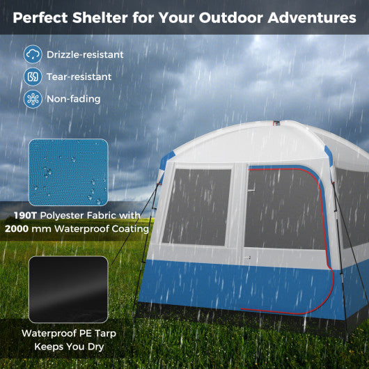 5 Person Camping Tent with Mesh Windows and Carrying Bag for Camping Hiking Traveling-White