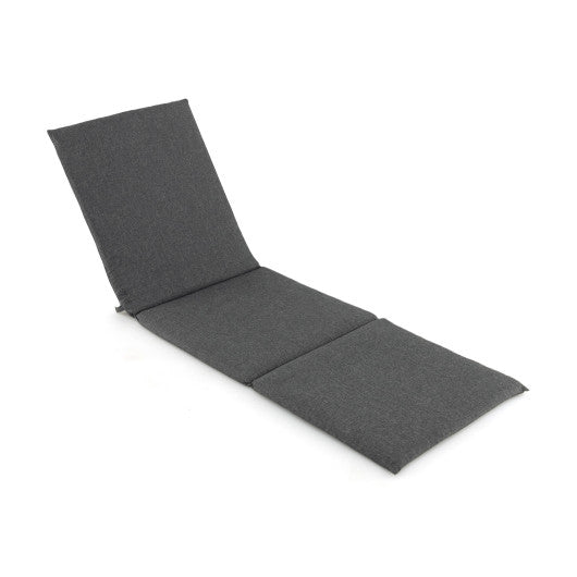Outdoor Chaise Lounge Cushion Patio Furniture Folding Pad with Fixing Straps-Dark Gray