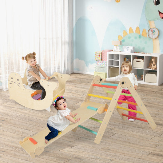 7-in-1 Indoor Climbing Toys for Toddlers with Reversible Ramp-Multicolor