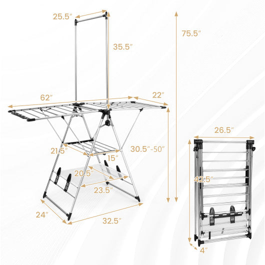 Clothes Drying Rack with 6-Level Adjustable Height