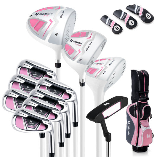 Women's Complete Golf Club Set Right Hand with Rain Hood-Pink