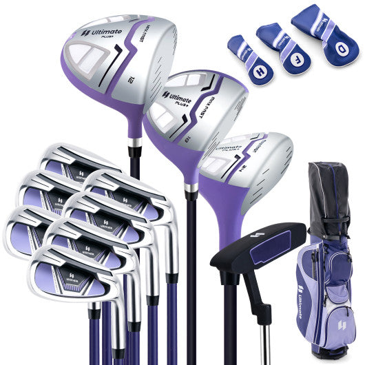 Women's Complete Golf Club Set Right Hand with Rain Hood-Purple