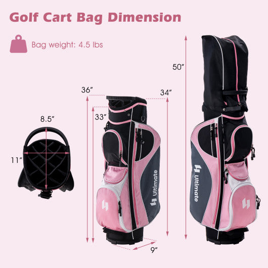 Women's Complete Golf Club Set Right Hand with Rain Hood-Pink