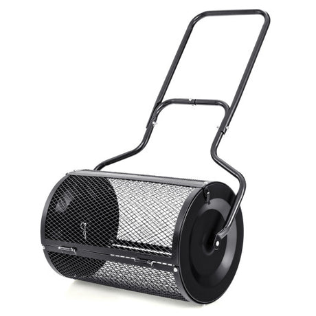 24” Peat Moss Spreader with Upgrade Side Latches and U-shape Handle-Black
