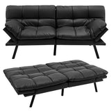 Convertible Memory Foam Futon Sofa Bed with Adjustable Armrest-Black