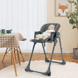 3-In-1 Convertible Baby High Chair with 7 Heights and Double Food Tray-Dark Gray
