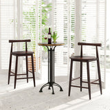 Counter Height Bar Chair Set with Acacia Wood Frame and Supporting Legs-Brown