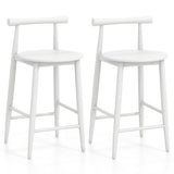 Counter Height Bar Chair Set with Acacia Wood Frame and Supporting Legs-White