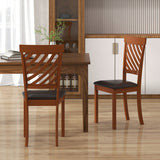 Dining Chair Set of 2 with Rubber Wood Legs and Ergonomic Back for Dining Room-Walnut