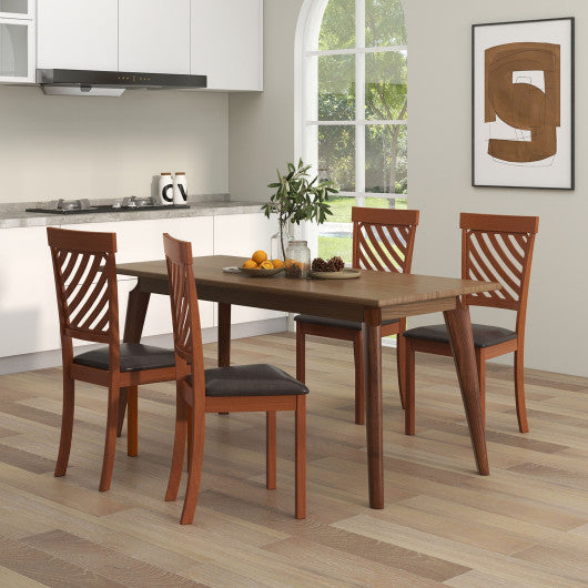 Dining Chair Set of 2 with Rubber Wood Legs and Ergonomic Back for Dining Room-Walnut