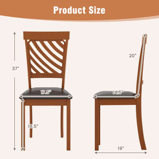 Dining Chair Set of 2 with Rubber Wood Legs and Ergonomic Back for Dining Room-Walnut