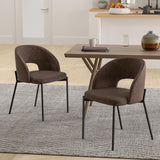 Dining Chair Set of 2 with High-density Sponge Cushion and PU Leather-Brown