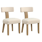 Dining Chairs Set of 2 with Curved Backrest Padded Seat-Beige