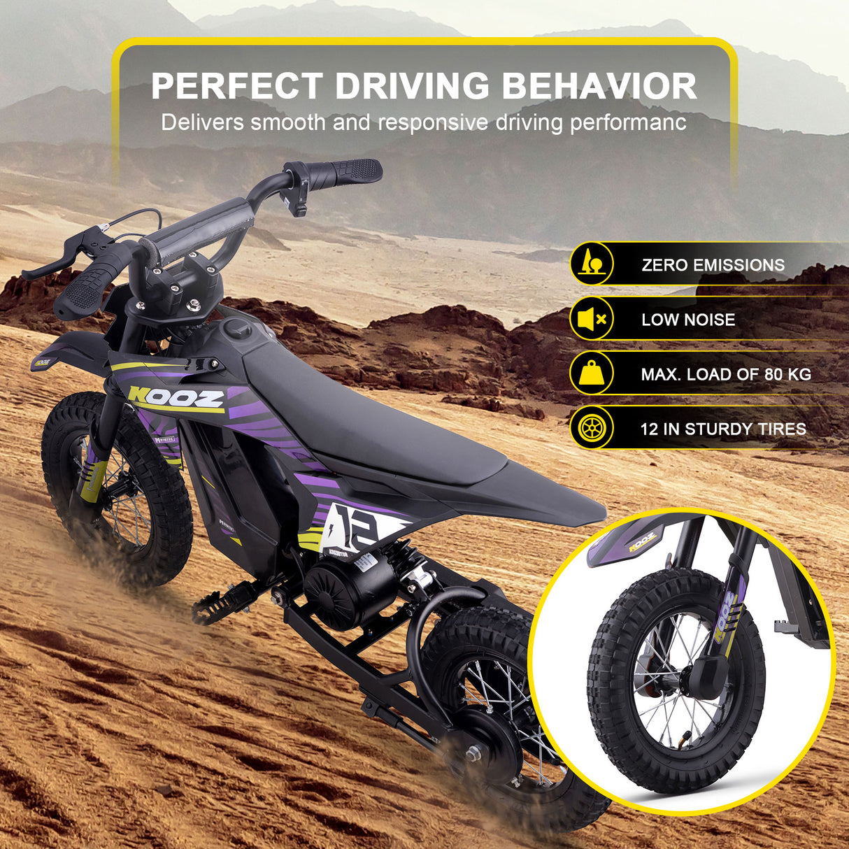 MotoTec 36v 300w (HP122E) Electric Dirt Bike Purple