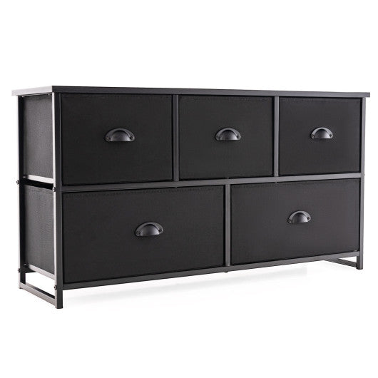 Dresser Storage Tower with 5 Foldable Cloth Storage Cubes-Black