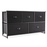 Dresser Storage Tower with 5 Foldable Cloth Storage Cubes-Black