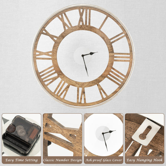 16 / 20 Inch Silent Wall Clock with Classic Frame and Classic Roman Number-16 Inch