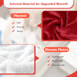 Electric Heated Blanket Throw Reversible Flannel and Sherpa Blanket-Red