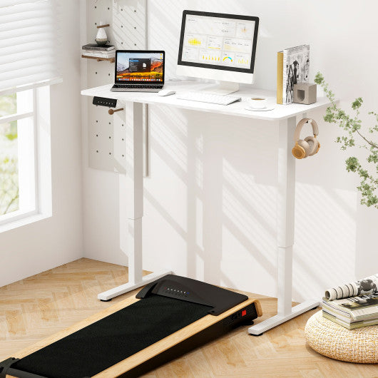 Electric Standing Desk with 3 Memory Height Settings and 2 Hanging Hooks & Cable Management-White