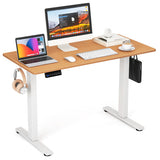 Electric Standing Desk with 3 Memory Height Settings and 2 Hanging Hooks & Cable Management-Natural