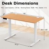 Electric Standing Desk with 3 Memory Height Settings and 2 Hanging Hooks & Cable Management-Natural