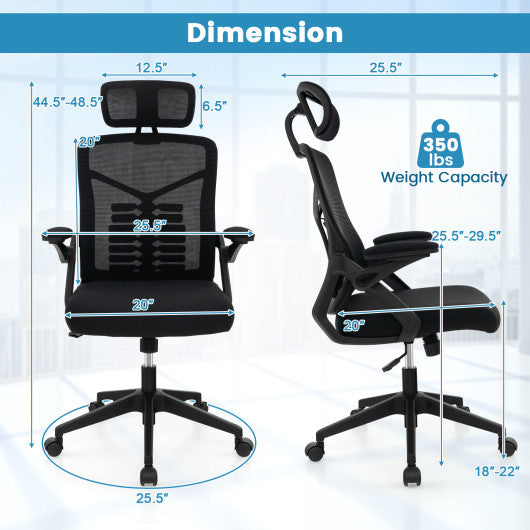 Ergonomic Mesh Office Chair with Lumbar Support and Rocking Function-Black