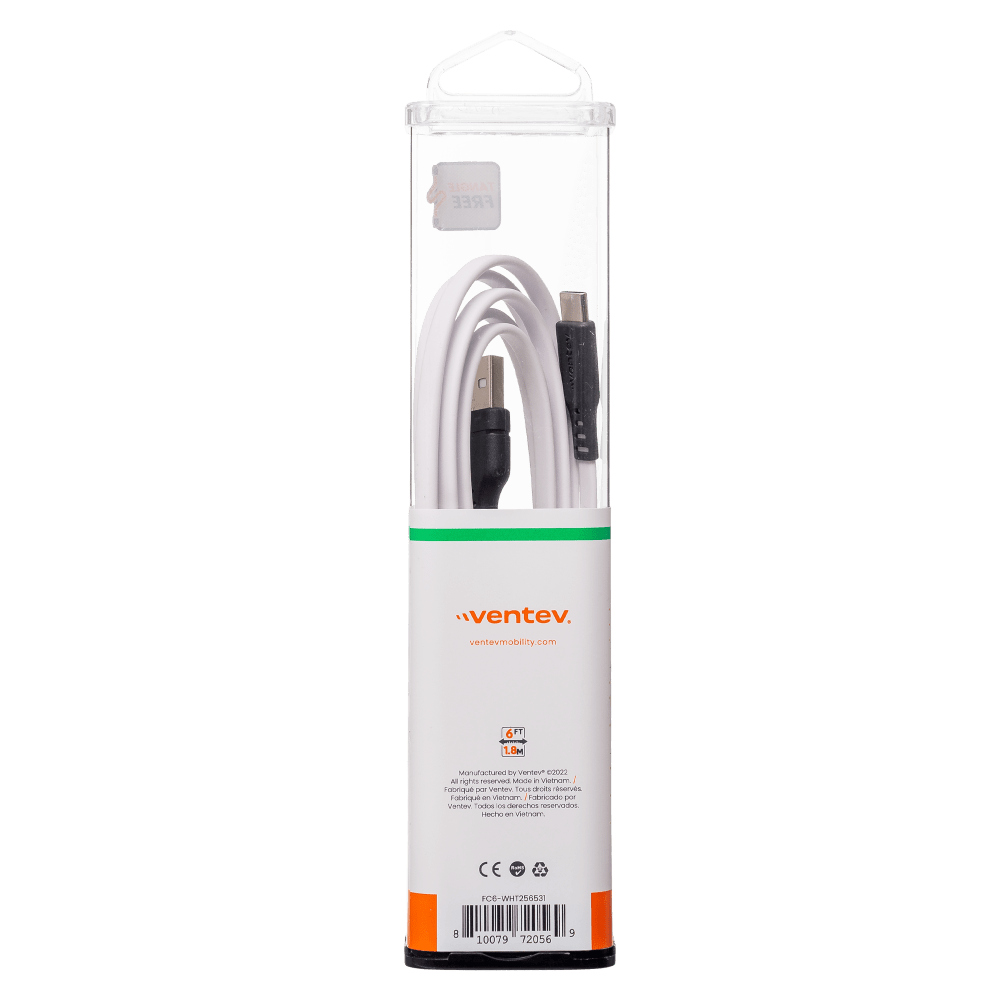 Ventev Chargesync Flat USB A to USB C Cable 6ft by Ventev