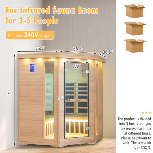 3-5 People Far Infrared Wooden Sauna Room for Home