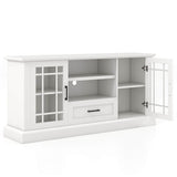 TV Stand for TVs up to 70  with Glass Doors Cubbies and Drawer-White