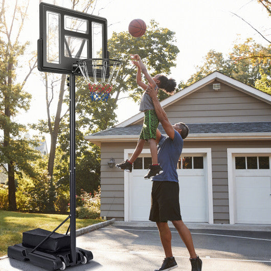 4.25-10 Feet Adjustable Basketball Hoop System with 44 Inch Backboard-B