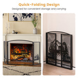 55 x 29.5 Inch Fireplace Screen with Natural Scenery and Moose Pattern-Black