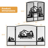 55 x 29.5 Inch Fireplace Screen with Natural Scenery and Moose Pattern-Black
