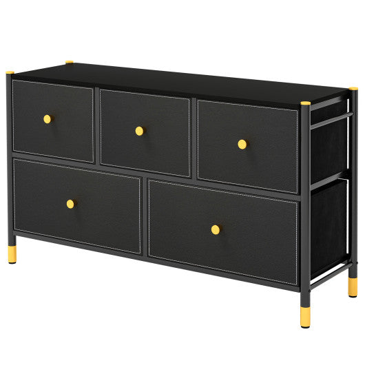 Floor Dresser Storage Organizer with 5/6/8 Drawers with Fabric Bins and Metal Frame-5-Drawer