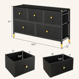 Floor Dresser Storage Organizer with 5/6/8 Drawers with Fabric Bins and Metal Frame-5-Drawer
