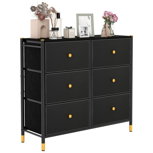 Floor Dresser Storage Organizer with 5/6/8 Drawers with Fabric Bins and Metal Frame-6-Drawer