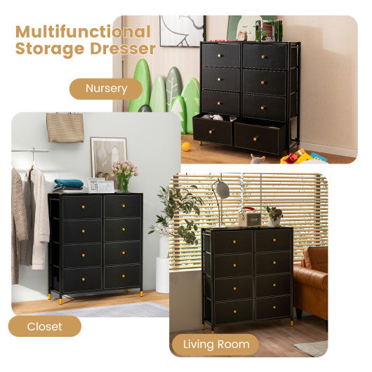 Floor Dresser Storage Organizer with 5/6/8 Drawers with Fabric Bins and Metal Frame-8-Drawer