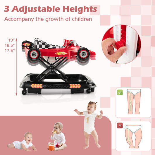 Convertible Baby Walker with 3 Adjustable Height Settings-Red