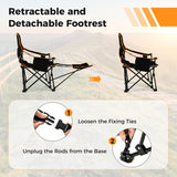 Folding Camping Chair with Footrest Camping Lounge Chair with Carry Bag-Black