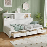 Twin/Full Size Wooden Daybed with 3 Drawers with Storage Shelves-Full Size