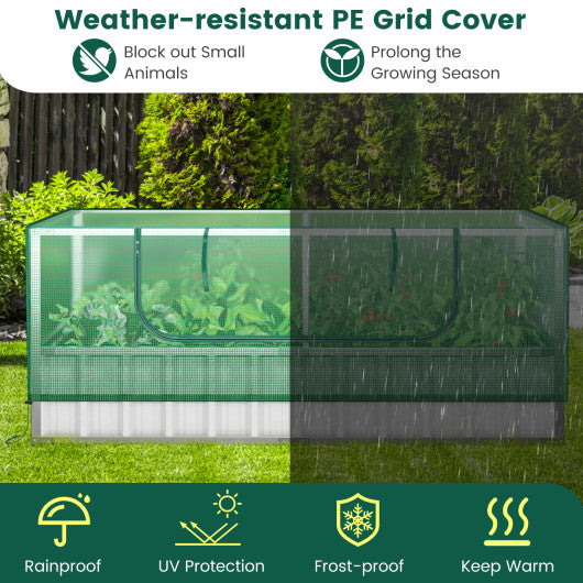 Galvanized Raised Garden Bed with Greenhouse Cover