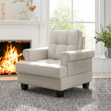 Mid-century Modern Accent Armchair Tufted Linen Club Chair-Beige