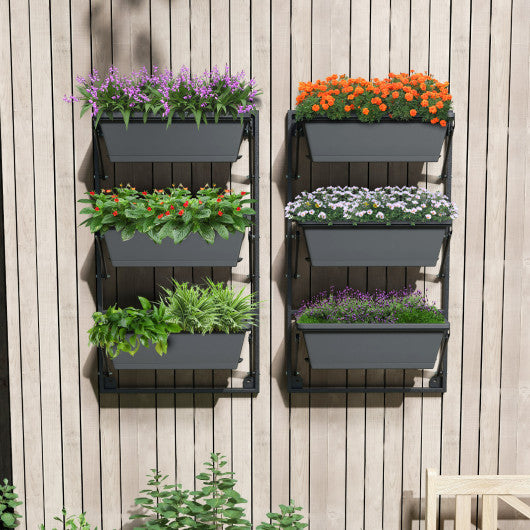 Hanging Vertical Planter Wall-mounted Adjustable with Detachable Hooks-Black