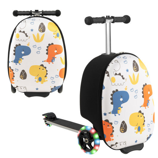 Hardshell Ride-on Suitcase Scooter with LED Flashing Wheels-Black & White