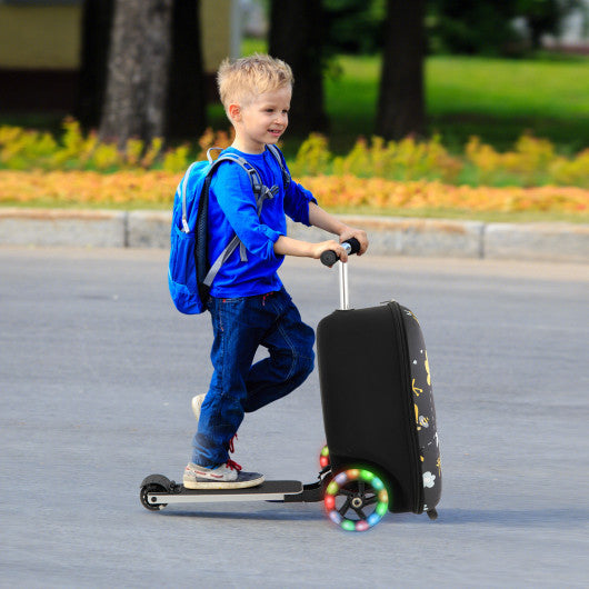 Hardshell Ride-on Suitcase Scooter with LED Flashing Wheels-Black