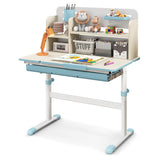 Height Adjustable Kids Study Desk with Tilt Desktop for 3-12 Years Old-Blue