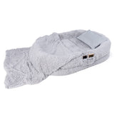 Washable Fluffy Human Dog Bed with Soft Blanket and Plump Pillow-Gray