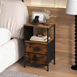 Industrial Bedside Table with USB Ports and AC Outlets for Bedroom Living  Room-1 Piece