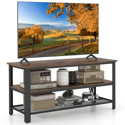 Industrial TV Stand up to 50 Inches with Power Outlets and USB Ports-Rustic Brown