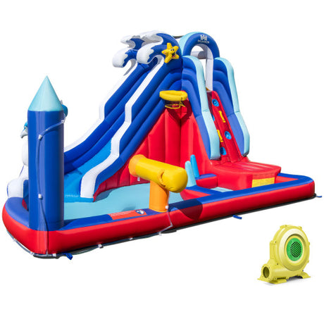 6-In-1 Inflatable Water Park with 735W Blower